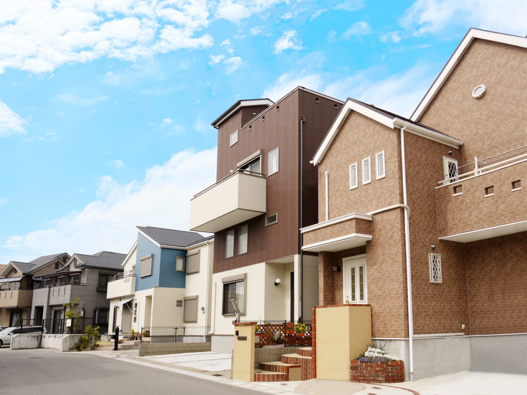 大阪の新築戸建が並ぶ住宅街